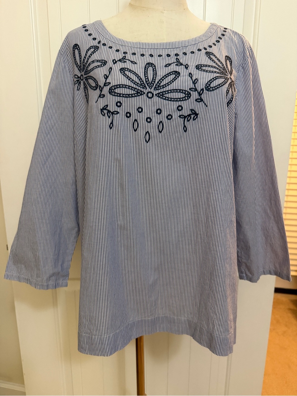 Talbots Blue and White Striped Shirt